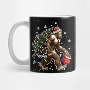 Bigfoot Carrying Christmas Tree Sasquatch Believer Pajama Mug